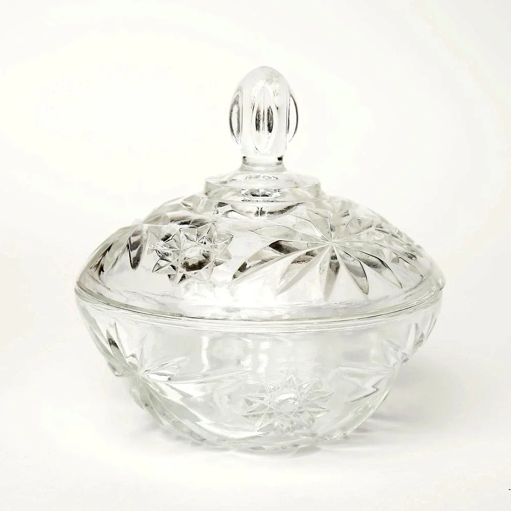VTG Vintage Anchor Hocking‎ Star of David Starburst Candy Dish and Lid